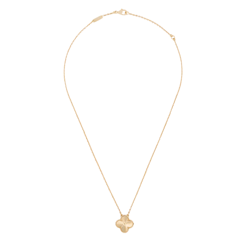 Vintage Alhambra 1 Motif 18K Solid Full Yellow Gold Necklace