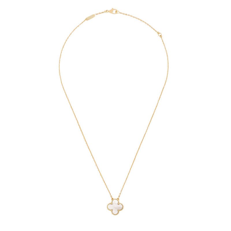 Vintage Alhambra 1 Motif 18K Yellow Gold Mother of Pearl Necklace